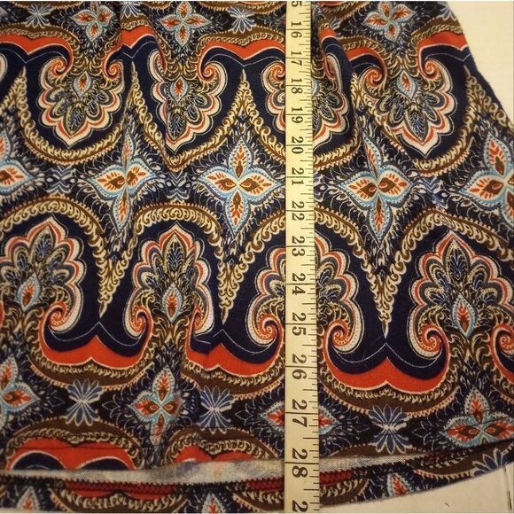 On / off shoulder abstract print tunic with lace trim bell 3 qtr. sleeve - Picture 6 of 7